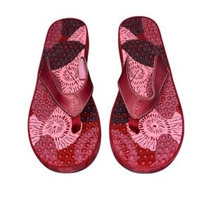 Leather Red Pink Flip Flop Sandals Size 10 M